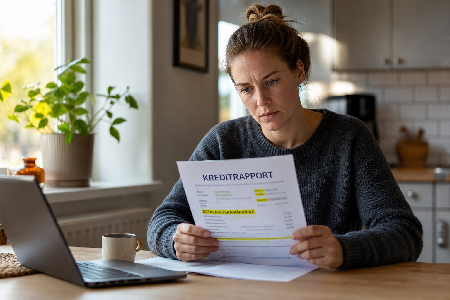Person som granskar kreditrapport